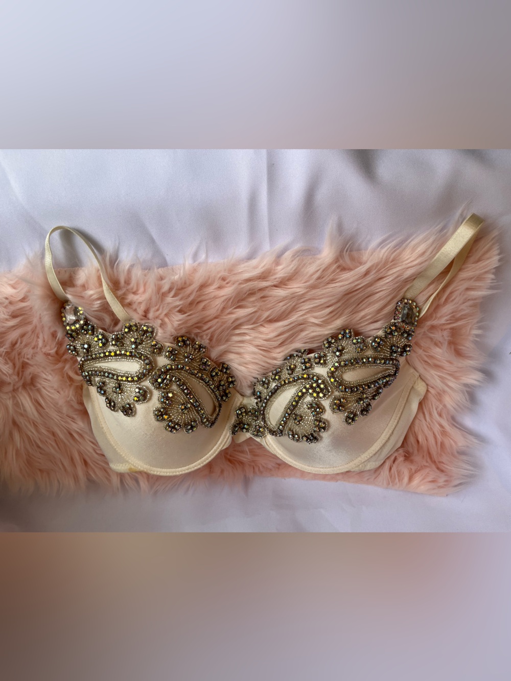 Marciano Cream Embellished Strapless Bra